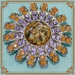 Large Rhinestone Flower Shaped Brooch by Napier